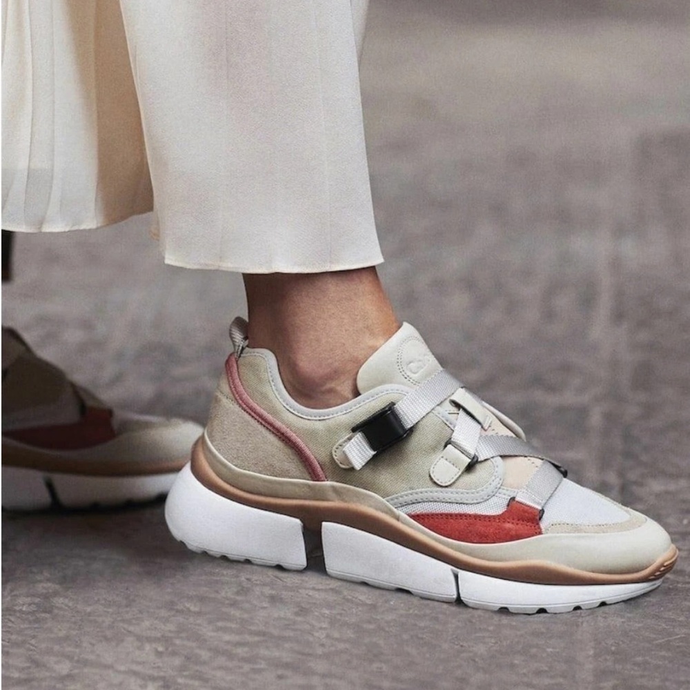 Chloé Women's White Sonnie Low Top Leather Sneaker Shoes
